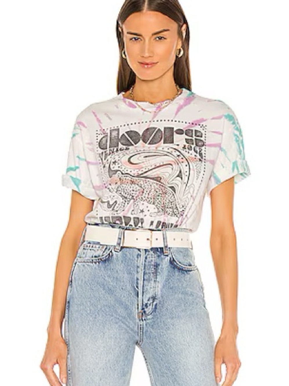 Daydreamer White Tie-Dye Graphic Doors Tee